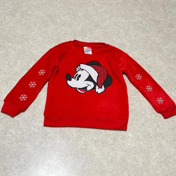 DISNEY FAUX FUR SWEATSHIRT WITH SANTA MICKEY APPLIQUÉ & EMBROIDERED SNOWFLAKES - Picture 1 of 7